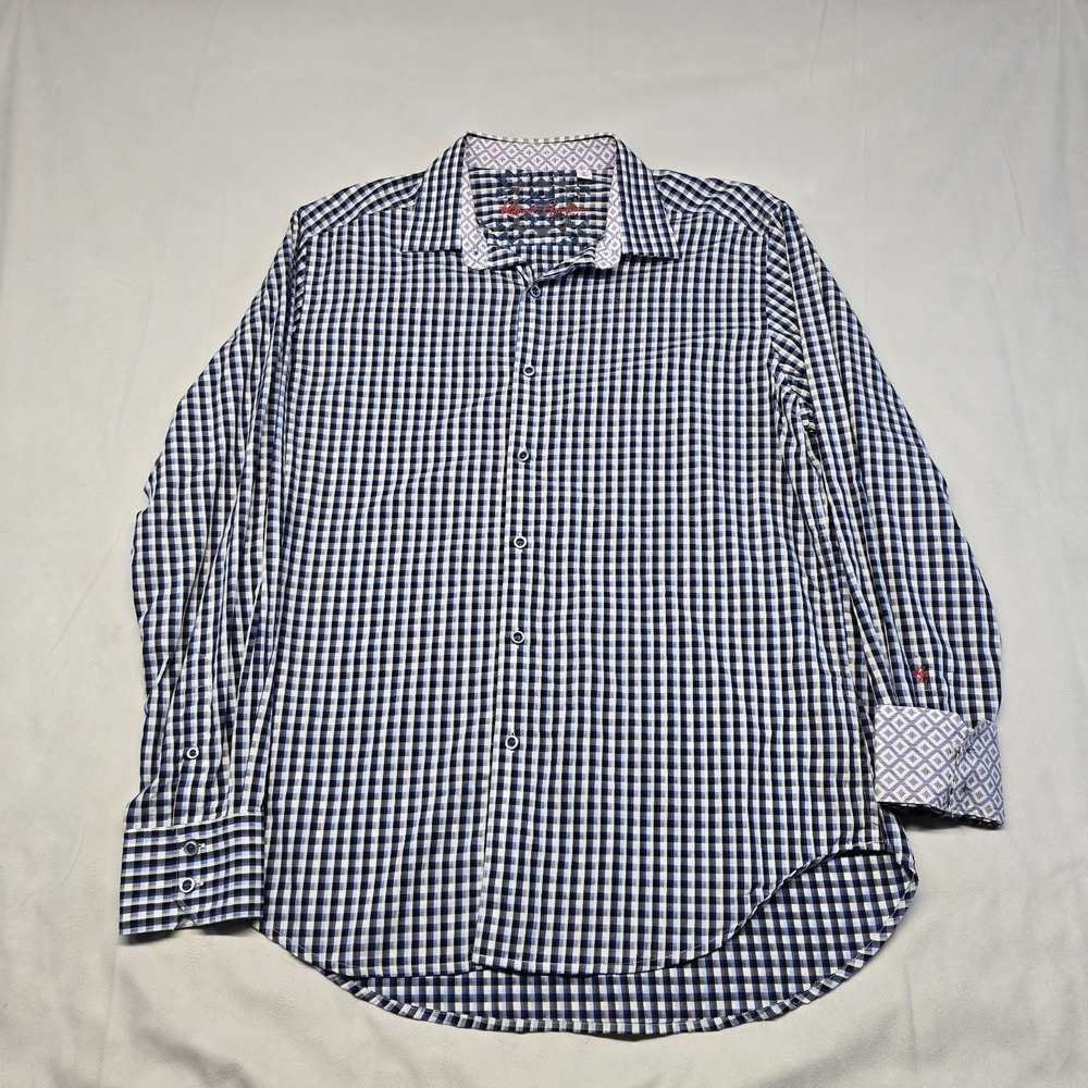 Robert Graham Long Sleeve Button Down Flip‎ Cuff Shirt Men Size Large